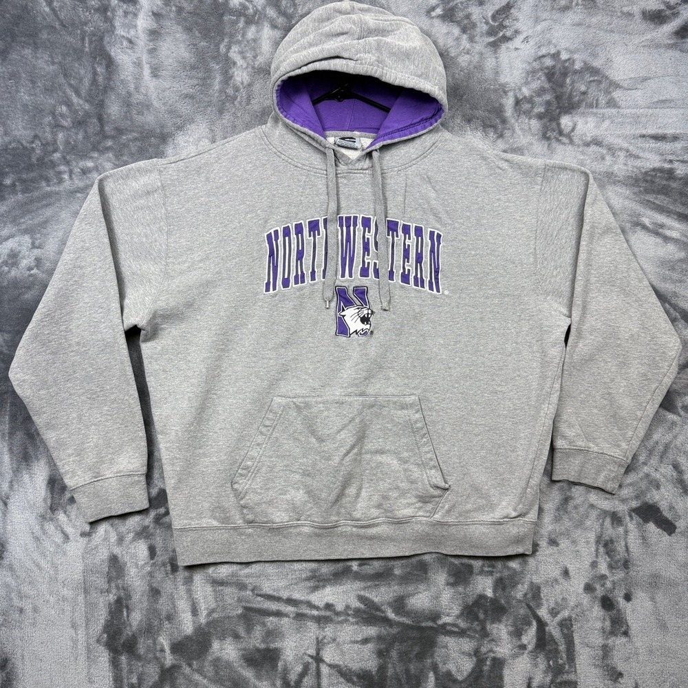 Stadium Athletics Hoodie Mens XXL Gray Northwestern Wildcats Pullover Sweatshirt